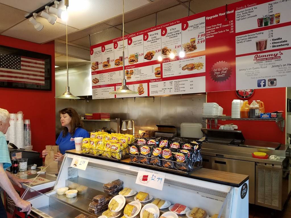 Jimmys Famous Hot Dogs-Guess Rd | restaurant | 2728 Guess Rd, Durham, NC 27705, USA | 9194710005 OR +1 919-471-0005