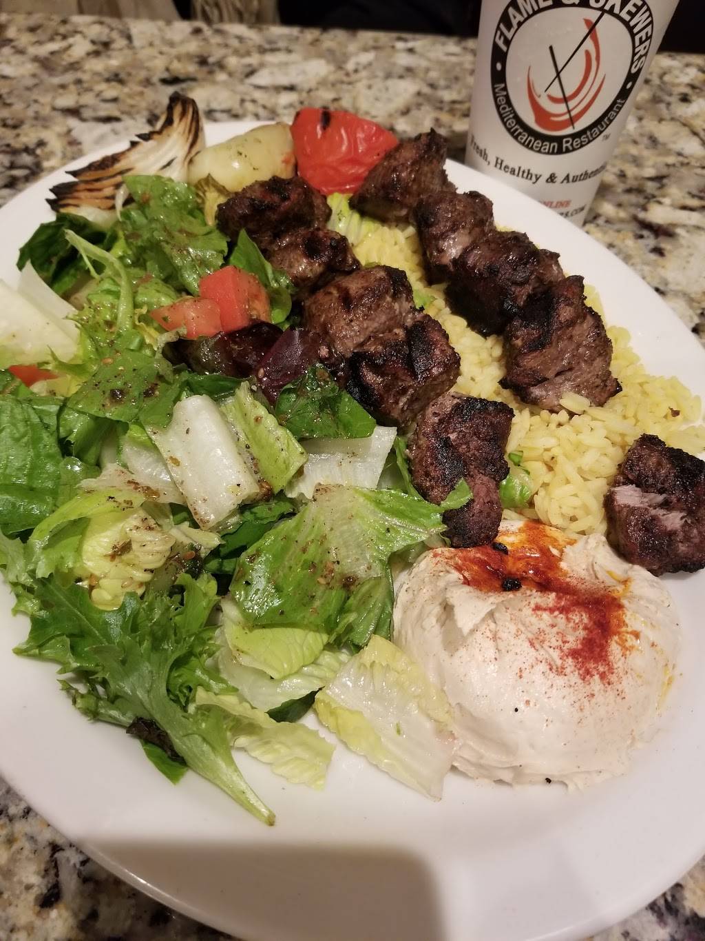 Flame & Skewers Mediterranean Restaurant | restaurant | 5482 California Ave, Bakersfield, CA 93309, USA | 6613281400 OR +1 661-328-1400