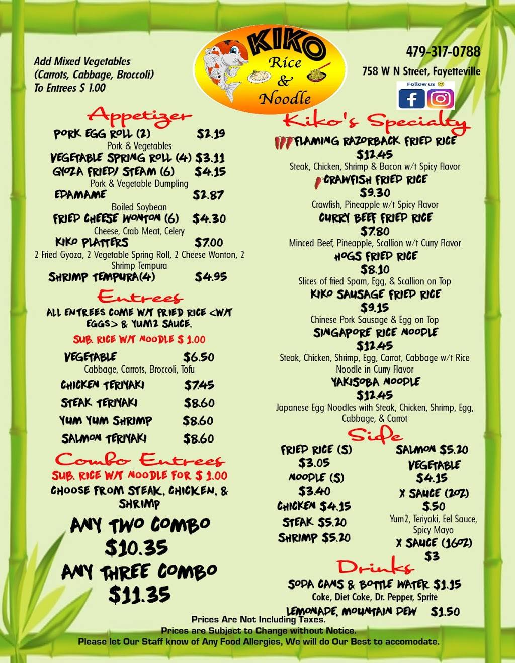 Kiko Rice & Noodle | restaurant | 758 W North St, Fayetteville, AR 72701, USA | 4793170788 OR +1 479-317-0788