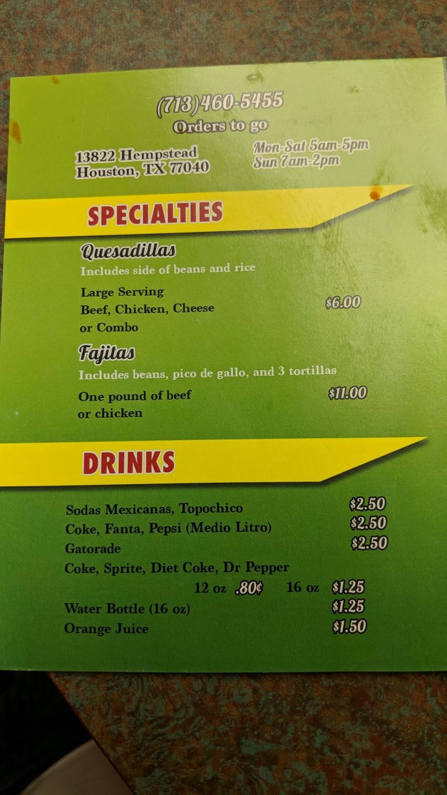 Texas Taco L Express | restaurant | 13822 Hempstead Rd, Houston, TX 77040, USA | 7134605455 OR +1 713-460-5455