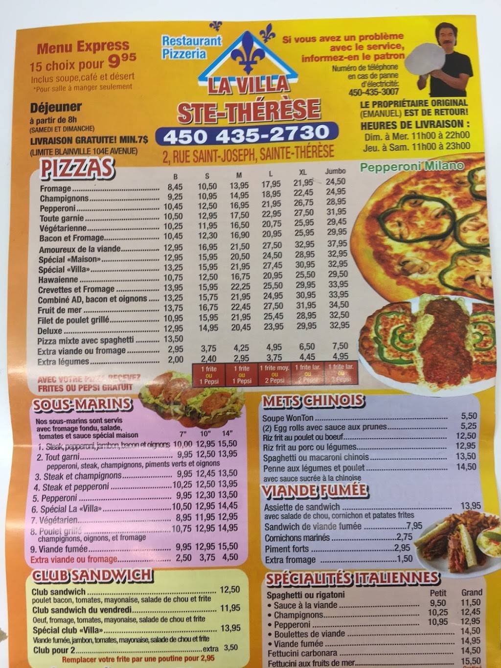 Villa Ste Therese | restaurant | 2 Rue Saint Joseph, Sainte-Thérèse, QC J7E 3L6, Canada | 4504352730 OR +1 450-435-2730