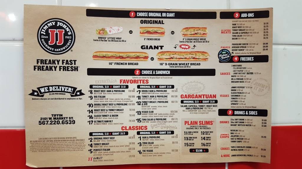 Jimmy Johns | meal delivery | 2161 W Market St, Tiffin, OH 44883, USA | 5672206539 OR +1 567-220-6539