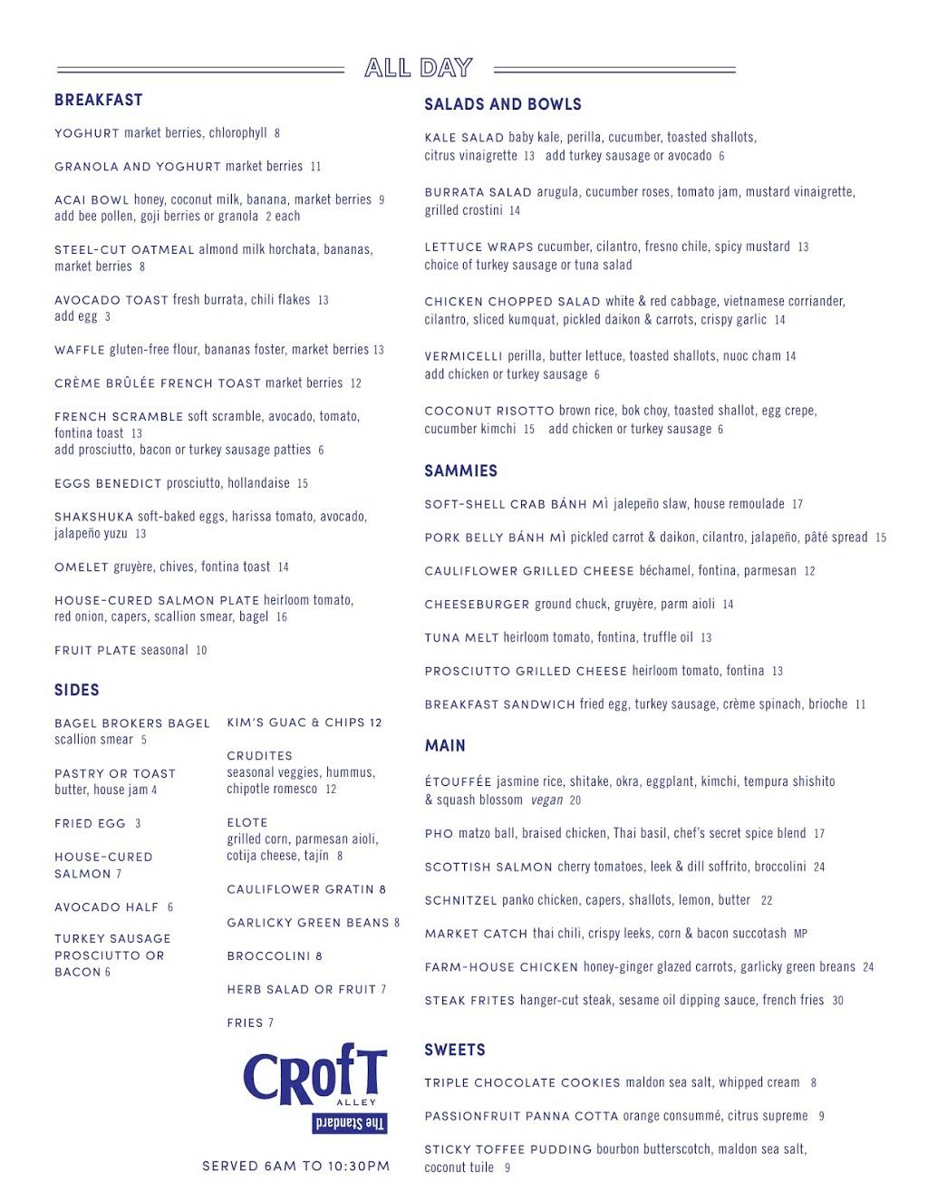 Croft Alley at The Standard, Hollywood | restaurant | The Standard, Hollywood, 8300 Sunset Blvd, West Hollywood, CA 90069, USA | 3238223131 OR +1 323-822-3131