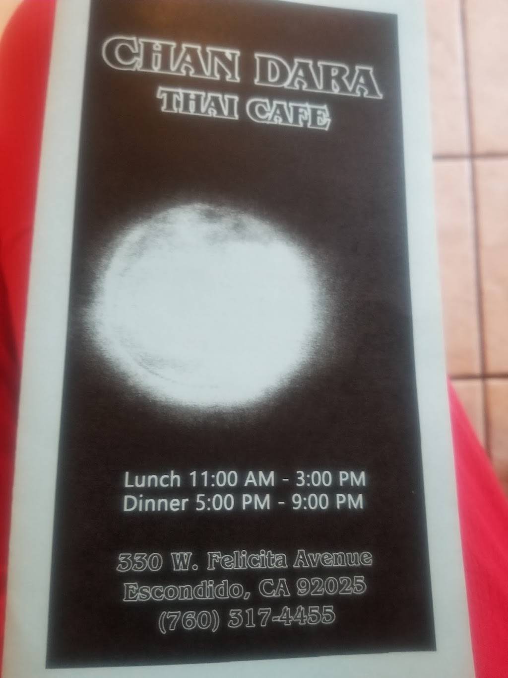 Chan Dara Thai Cuisine | restaurant | 330 W Felicita Ave, Escondido, CA 92025, USA | 7603174455 OR +1 760-317-4455