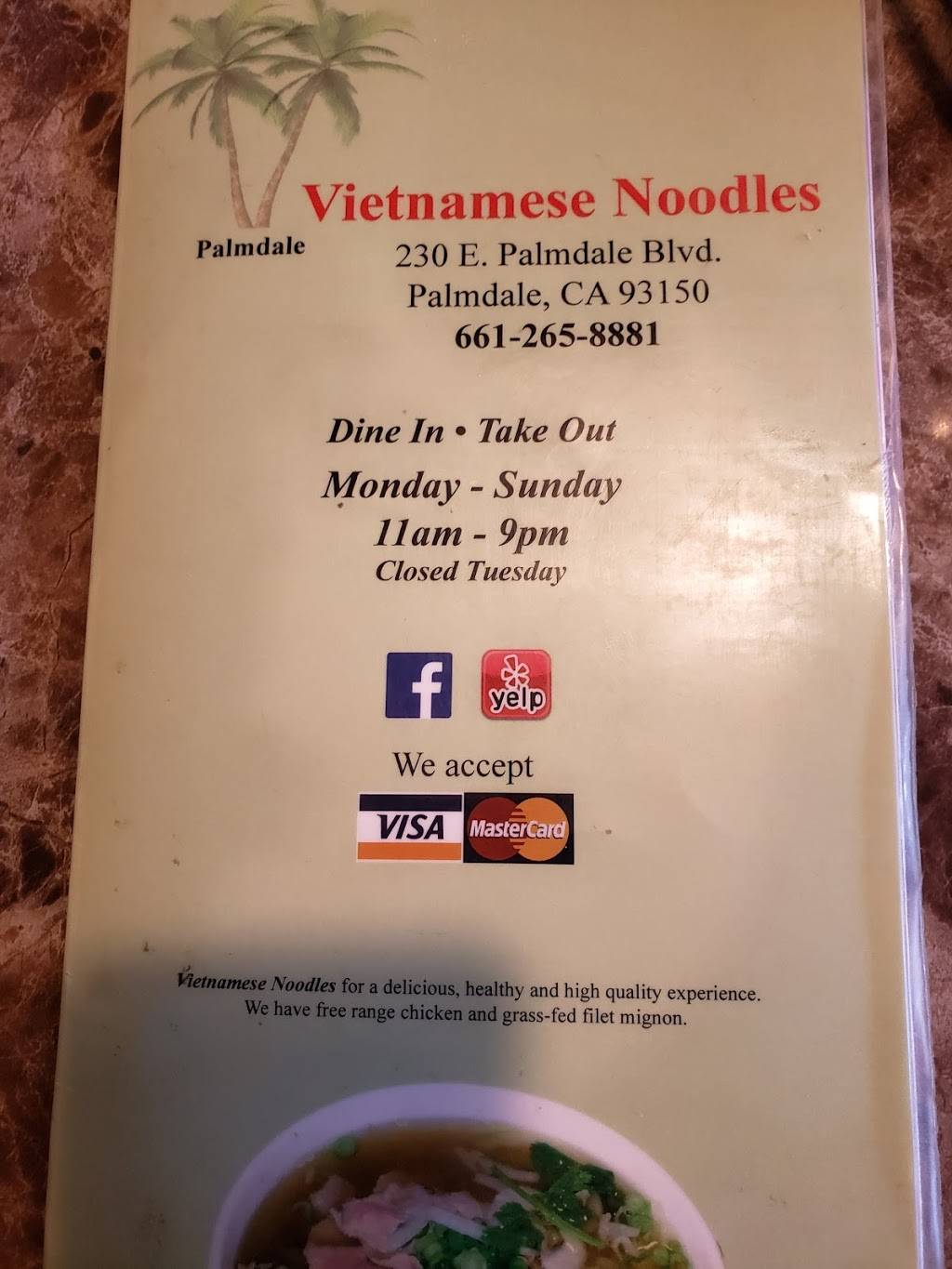Vietnamese Noodles | restaurant | Palmdale, CA 93550, USA | 6612658881 OR +1 661-265-8881