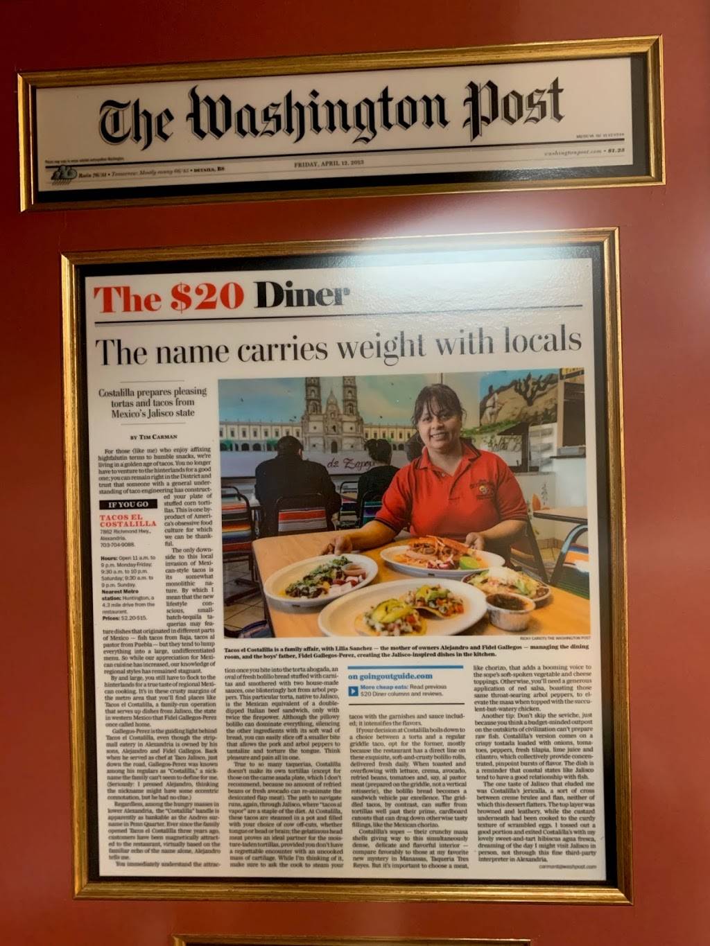 Tacos El Costalilla | restaurant | 14406 Jefferson Davis Hwy, Woodbridge, VA 22191, USA | 7039106061 OR +1 703-910-6061