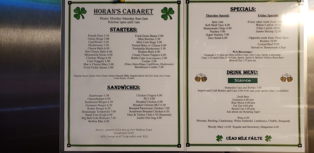 Cabaret | restaurant | 1337 Ave G, Fort Madison, IA 52627, USA | 3193722556 OR +1 319-372-2556