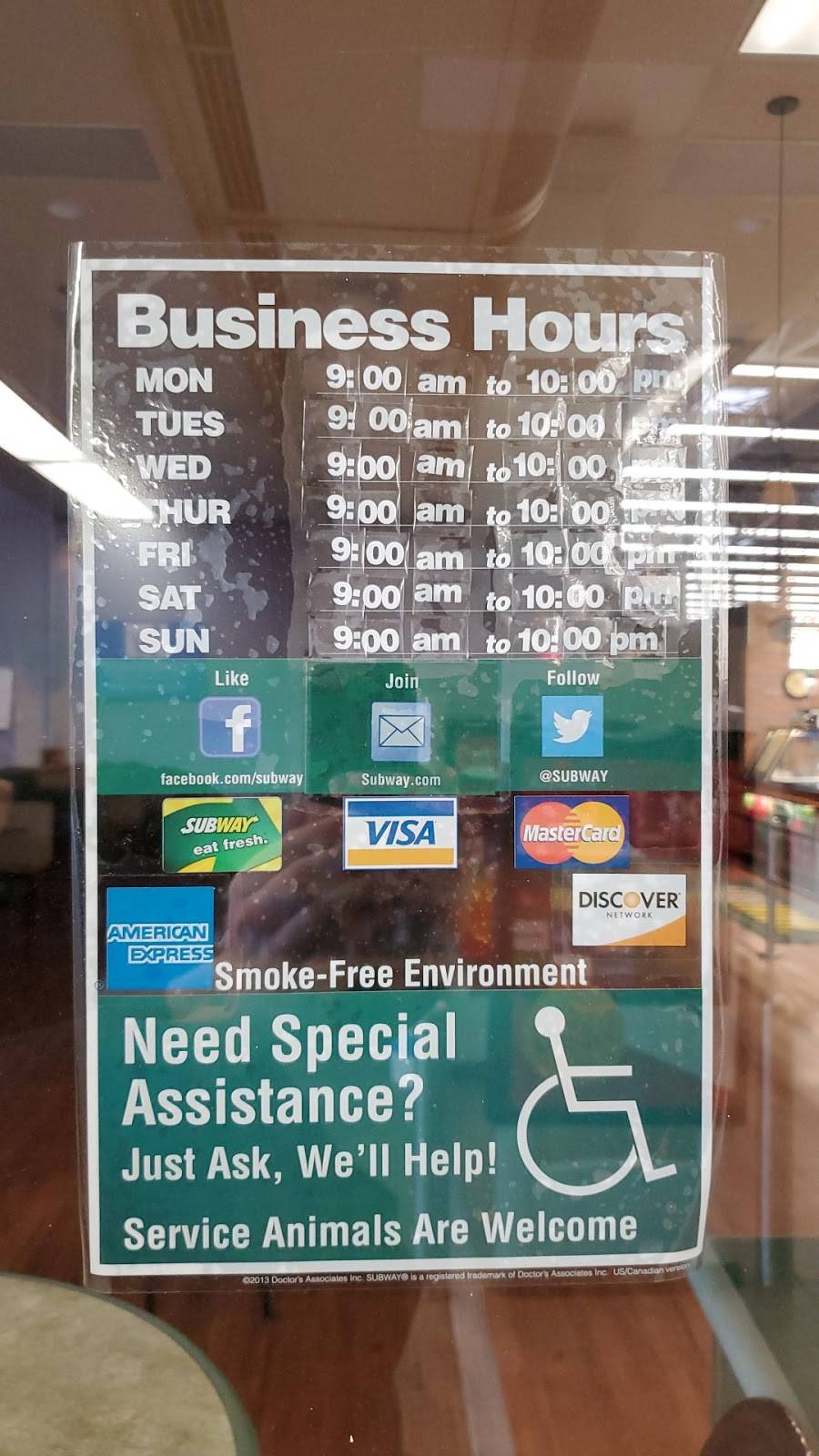 Subway | restaurant | 25 Nichols Dr, Barboursville, WV 25504, USA | 3047333956 OR +1 304-733-3956