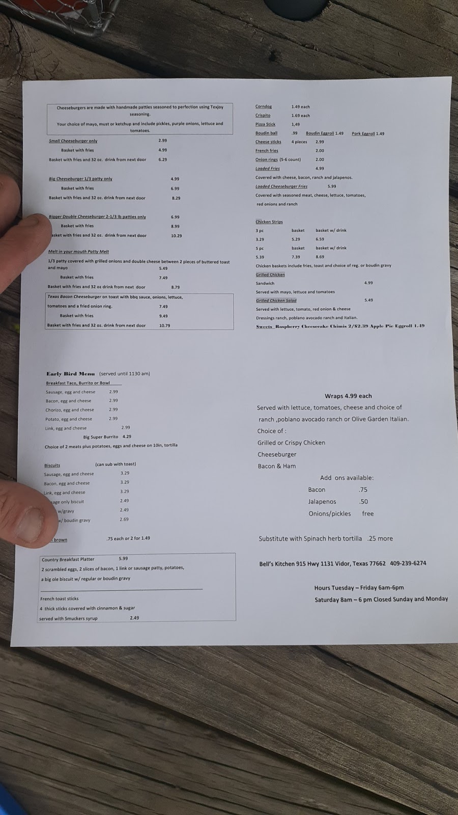 Bells Kitchen | restaurant | 915 Hwy 1131, Vidor, TX 77662, USA | 4092396274 OR +1 409-239-6274
