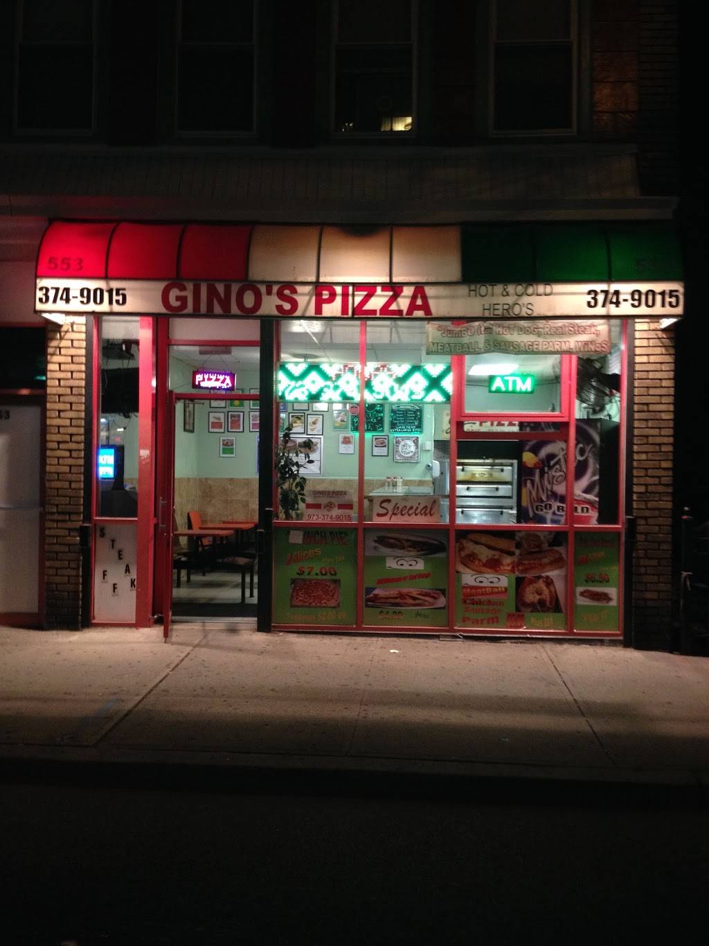 Ginos Pizza | restaurant | 553 Grove St, Irvington, NJ 07111, USA | 9733749015 OR +1 973-374-9015