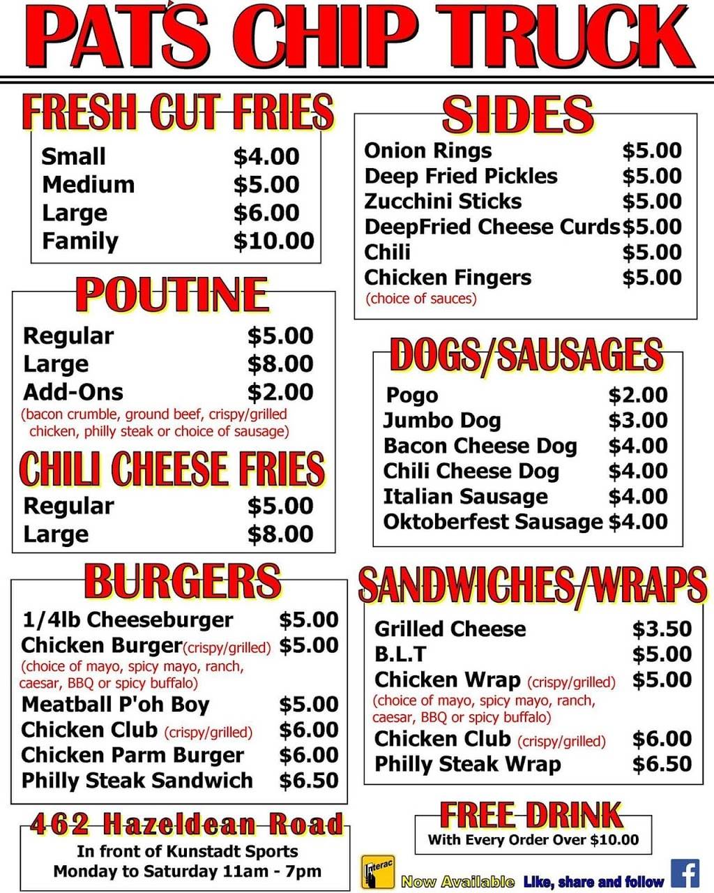 Pats Chip Truck | restaurant | 462 Hazeldean Rd, Kanata, ON K2L 1V3, Canada | 6138592837 OR +1 613-859-2837