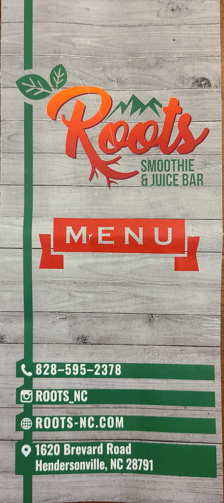 Roots Smoothie & Juice Bar | restaurant | 1620 Brevard Rd, Hendersonville, NC 28791, USA | 8285952378 OR +1 828-595-2378