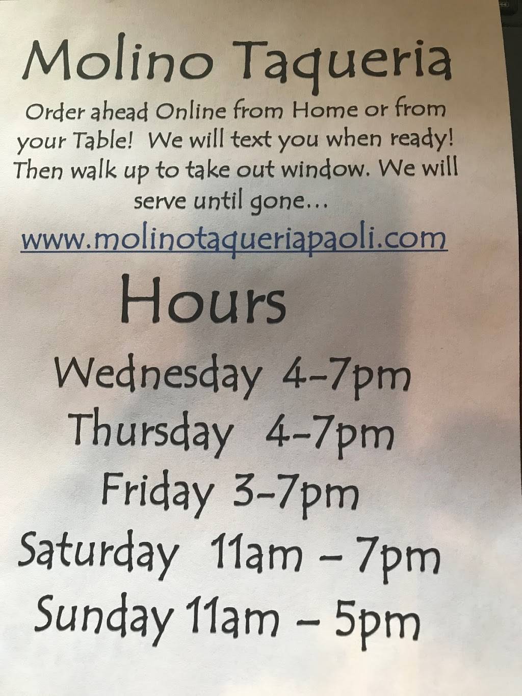 Molino Taqueria Paoli | restaurant | 6890 Paoli Rd, Belleville, WI 53508, USA | 6086366347 OR +1 608-636-6347