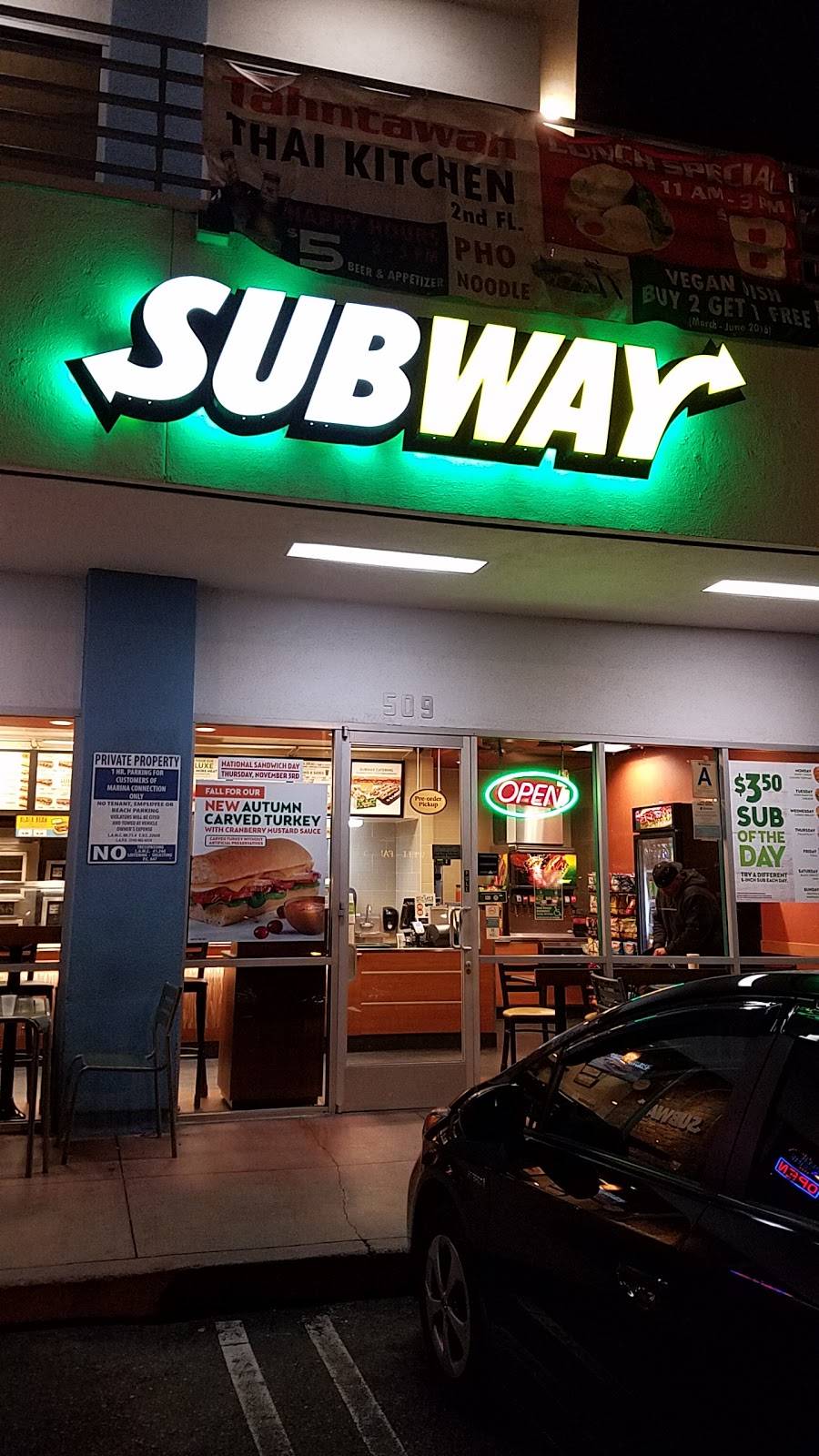 Subway Restaurants | restaurant | 509 W Washington Blvd, Venice, CA 90291, USA | 3103059998 OR +1 310-305-9998