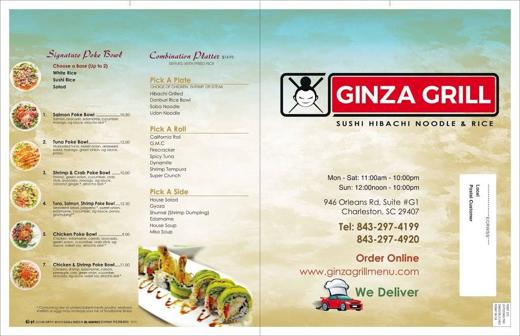Ginza Grill Japanese Restaurant | restaurant | 946 Orleans Rd #G1, Charleston, SC 29407, USA | 8432974199 OR +1 843-297-4199