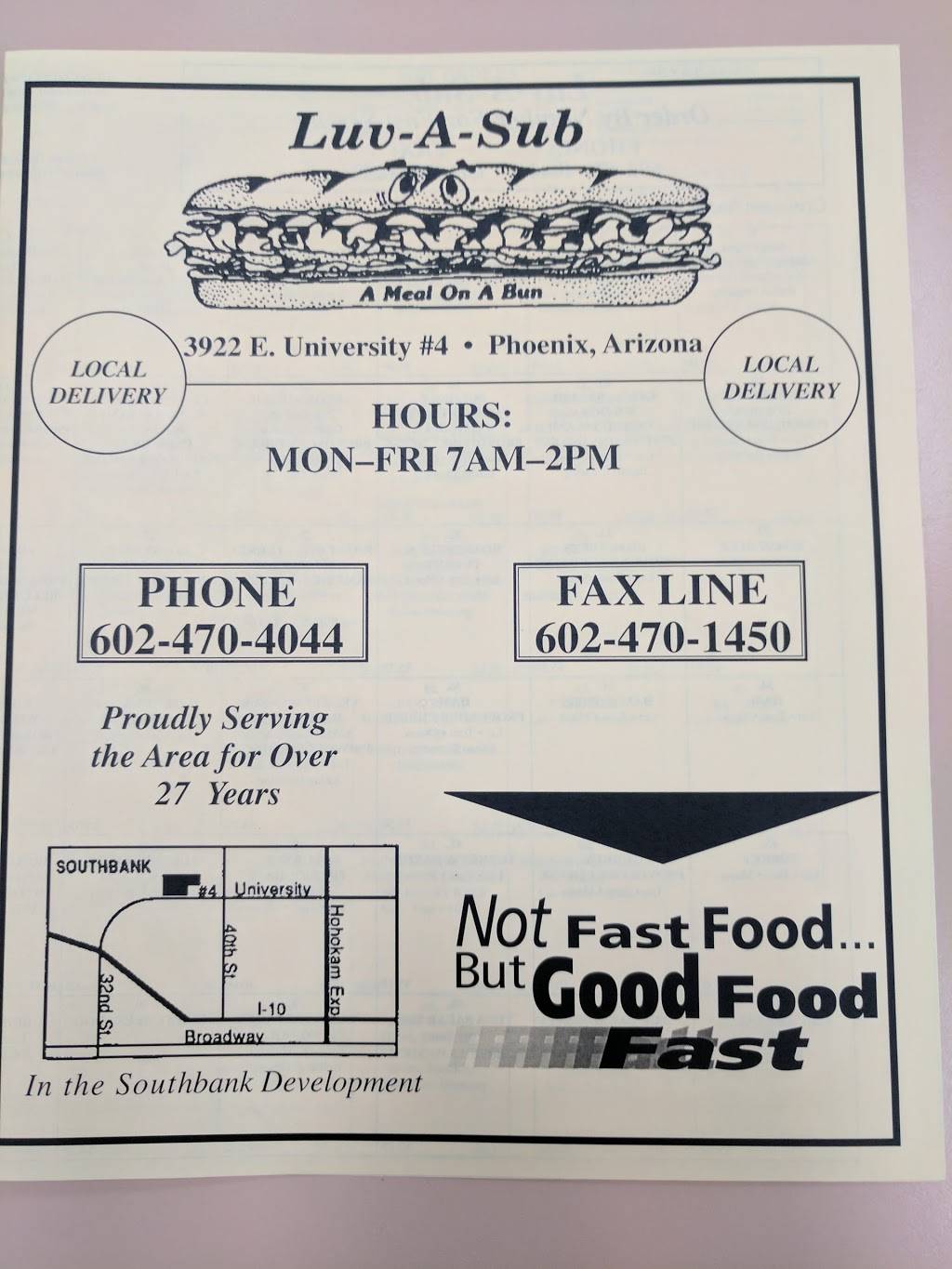 Luv a Sub | restaurant | 3922 E University Dr # 4, Phoenix, AZ 85034, USA | 6024704044 OR +1 602-470-4044