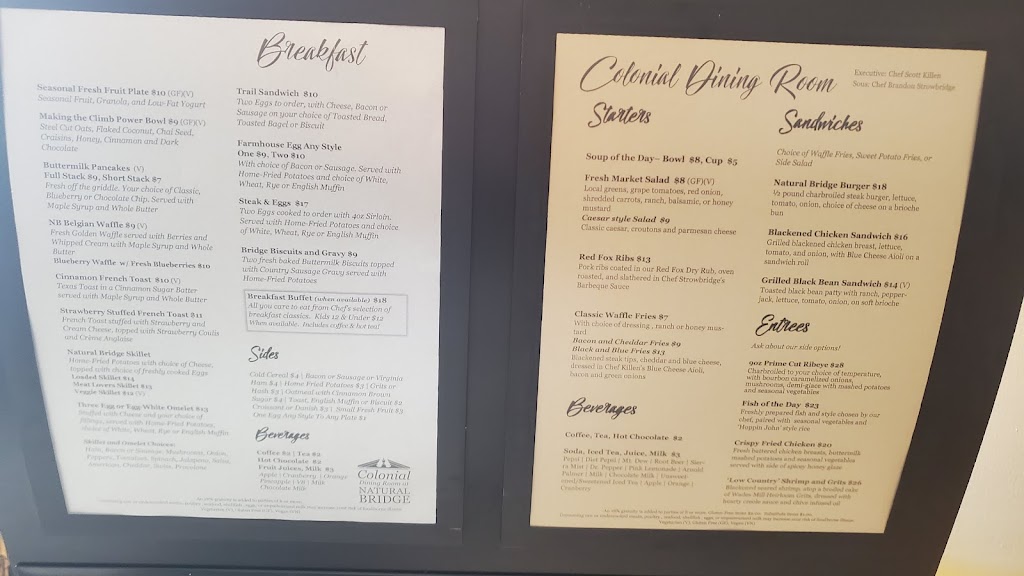 Colonial Dining Room | restaurant | 15 Appledore Ln, Natural Bridge, VA 24578, USA | 5402912121 OR +1 540-291-2121