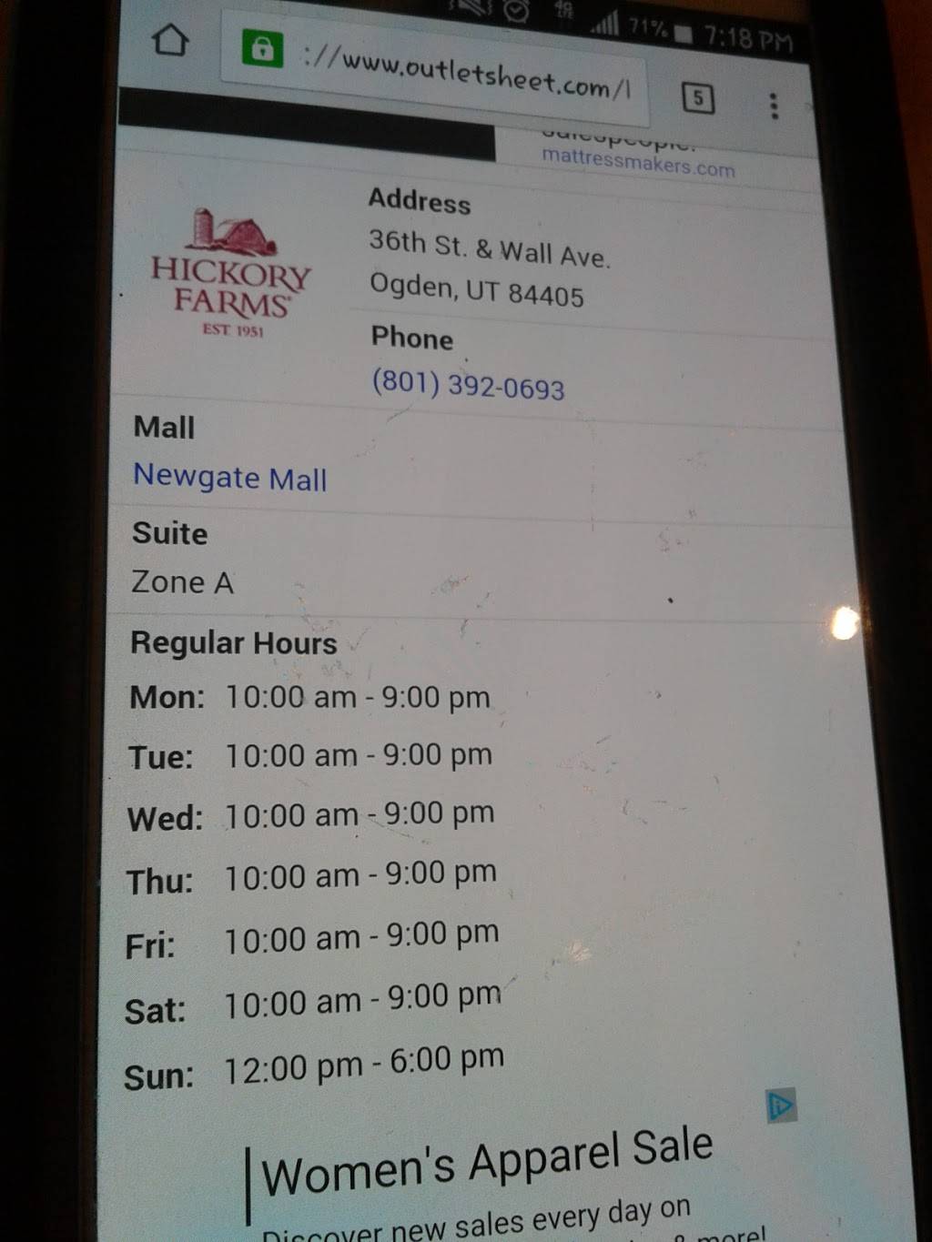 Hickory Farms | restaurant | Newgate Mall, Ogden, UT 84401, USA | 8013920693 OR +1 801-392-0693