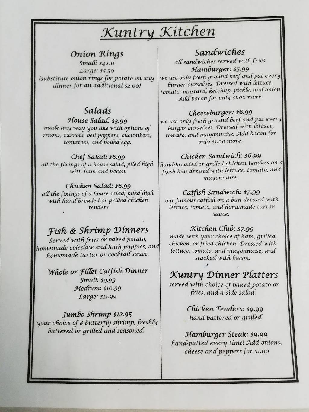 Kuntry Kitchen | restaurant | 817 N Locust Ave, Lawrenceburg, TN 38464, USA | 9317660260 OR +1 931-766-0260