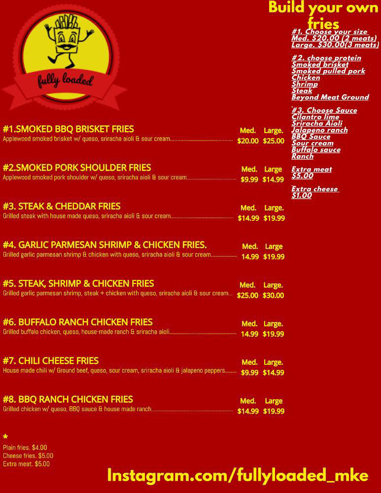 Fully Loaded | restaurant | 8103 W Tower Ave, Milwaukee, WI 53223, USA | 4145147494 OR +1 414-514-7494