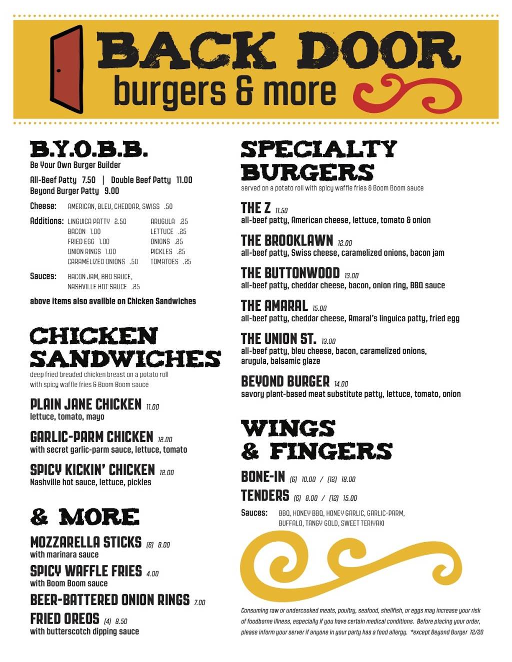Back Door Burgers & More | restaurant | 36 Homers Wharf, New Bedford, MA 02740, USA | 5087173276 OR +1 508-717-3276