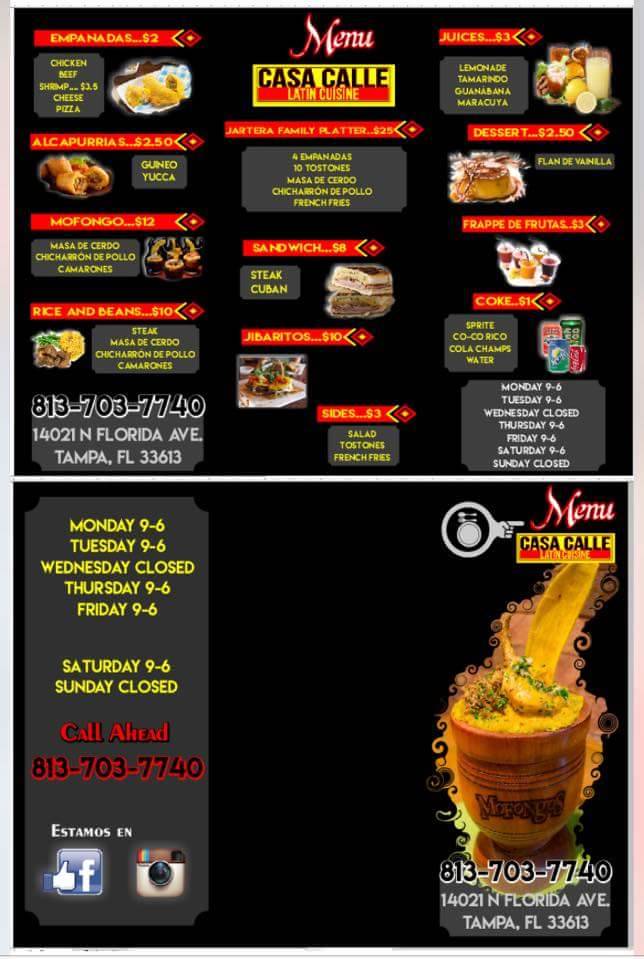 Casa Calle Latin Cuisine | restaurant | 14021 N Florida Ave, Tampa, FL 33613, USA | 8137037740 OR +1 813-703-7740