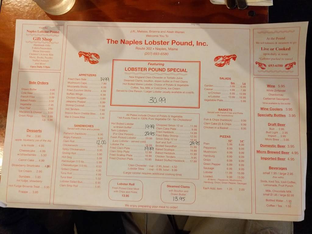 The Naples Lobster Pound, Inc. | restaurant | 171 Roosevelt Trail, Naples, ME 04055, USA | 2076936580 OR +1 207-693-6580