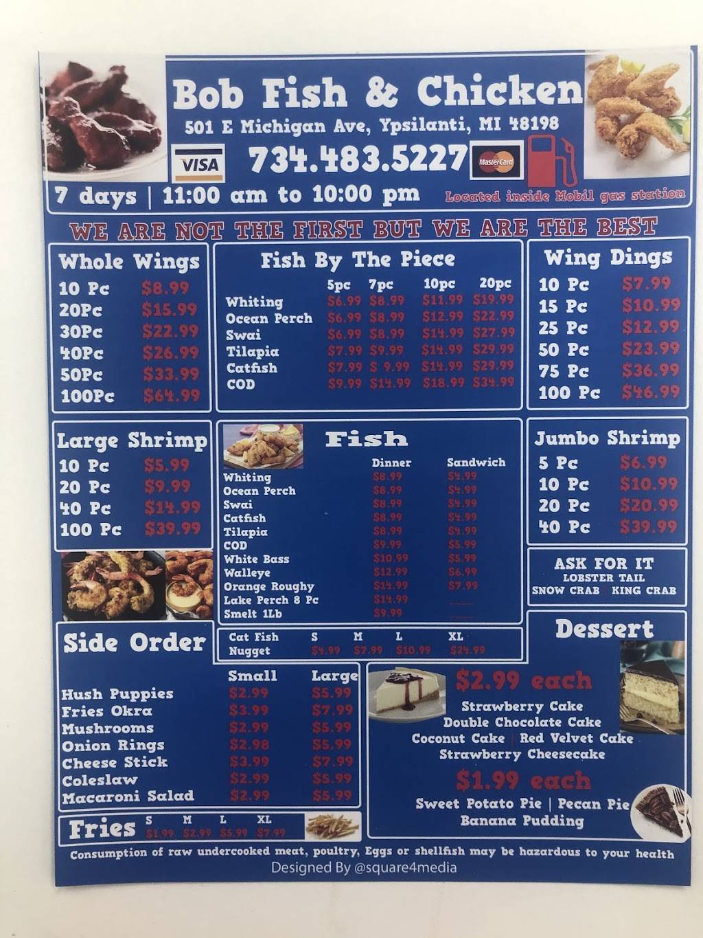 Bob Fish & Chicken | meal takeaway | 501 E Michigan Ave, Ypsilanti, MI 48198, USA | 7344835227 OR +1 734-483-5227