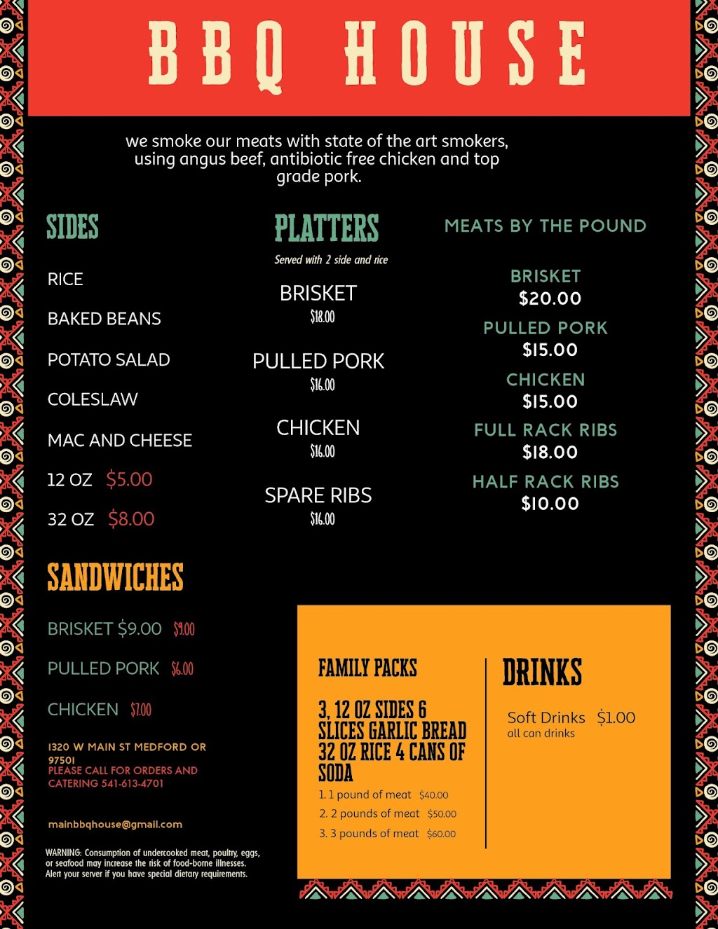 BBQ HOUSE | restaurant | 1320 W Main St, Medford, OR 97501, USA | 5416134701 OR +1 541-613-4701