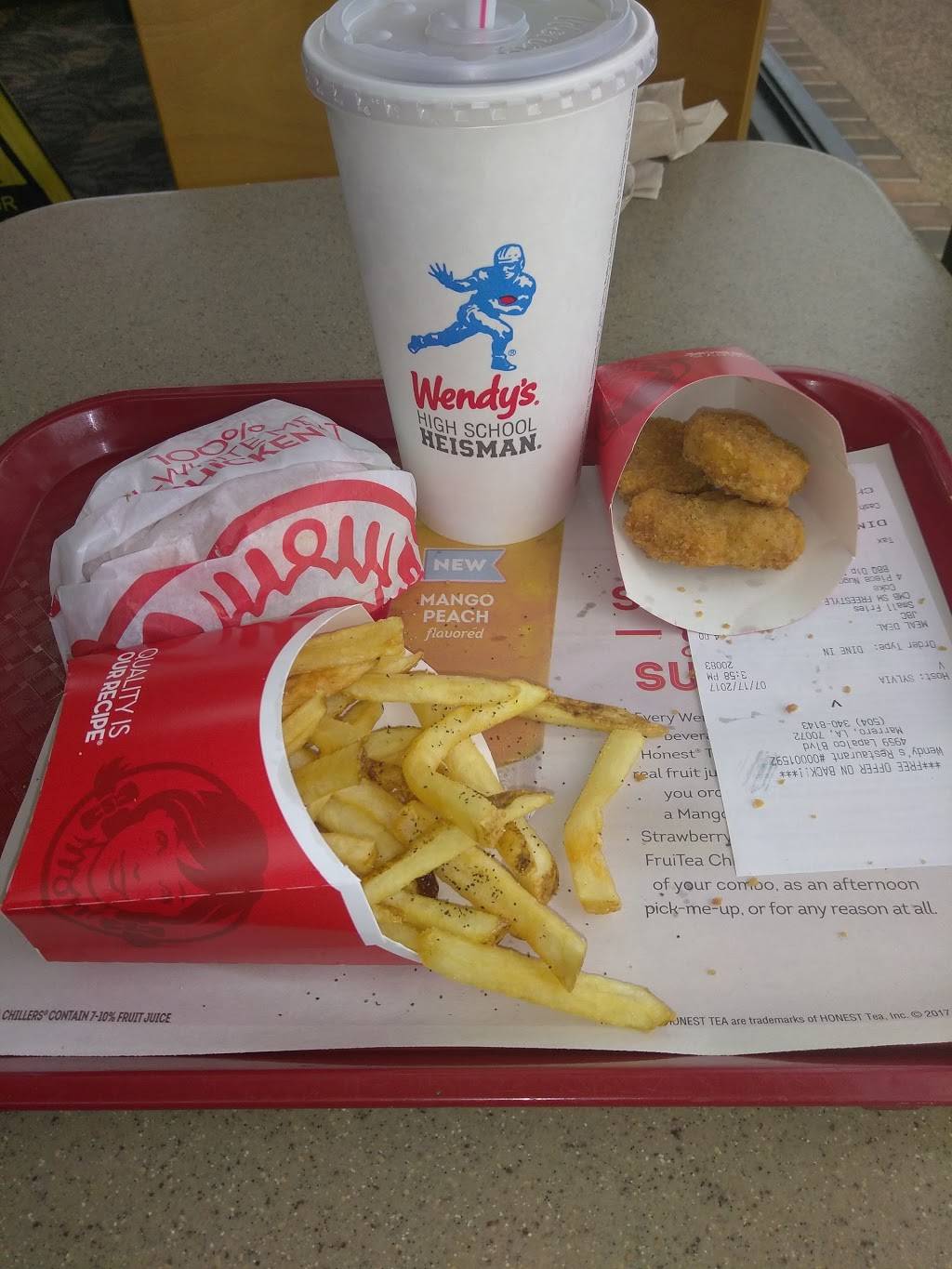 Wendys | restaurant | 4959 Lapalco Blvd, Marrero, LA 70072, USA | 5043131552 OR +1 504-313-1552
