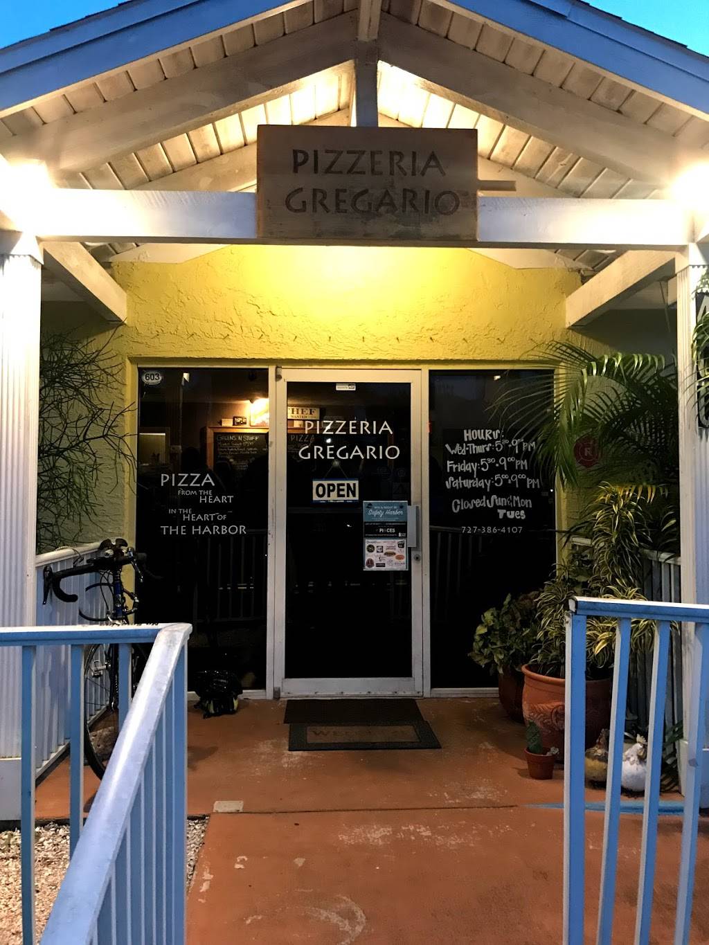 Pizzeria Gregario | restaurant | 400 2nd St N, Safety Harbor, FL 34695, USA | 7273864107 OR +1 727-386-4107