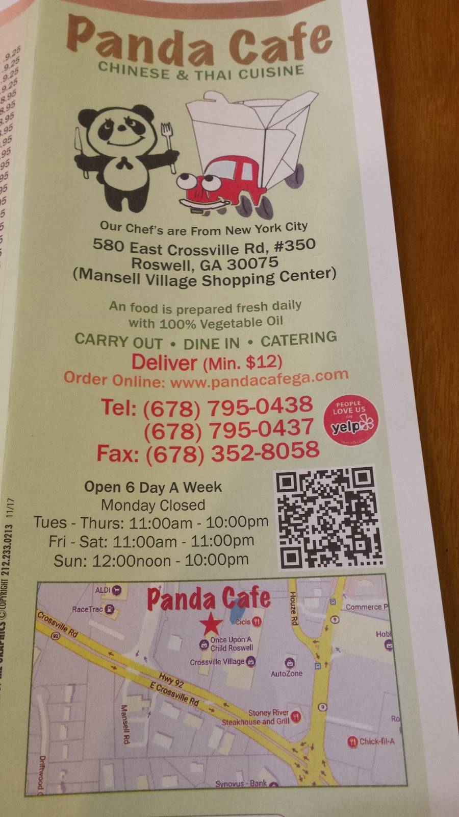 Panda Cafe | restaurant | 580 E Crossville Rd #350, Roswell, GA 30075, USA | 6787950438 OR +1 678-795-0438