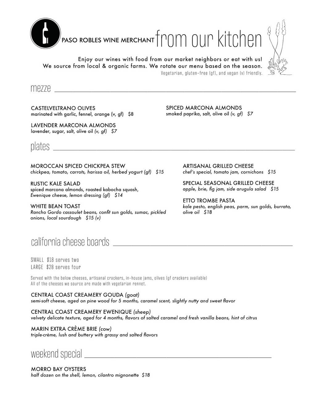 Paso Robles Wine Merchant | restaurant | 1803 Spring St, Paso Robles, CA 93446, USA | 8053691056 OR +1 805-369-1056