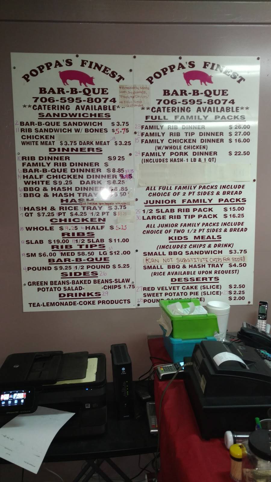 Poppas Finest BBQ & Cater | restaurant | 1073 Washington Rd, Thomson, GA 30824, USA | 7065958074 OR +1 706-595-8074