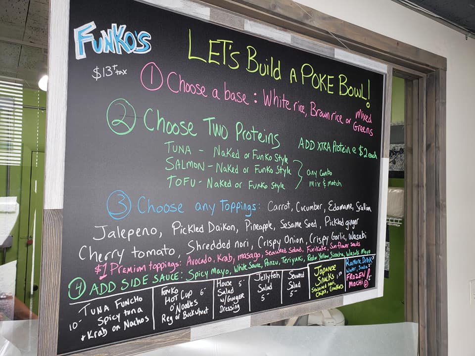 FUNKO Poke bowls | restaurant | 334 N Donnelly St, Mt Dora, FL 32757, USA | 3522270811 OR +1 352-227-0811