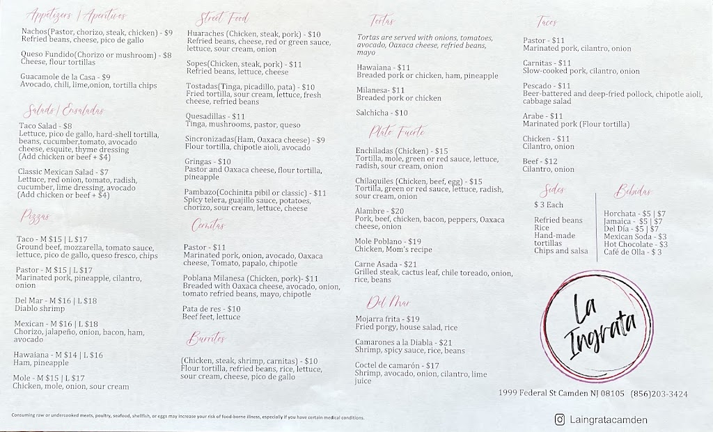 La Ingrata Camden | restaurant | 1999 Federal St, Camden, NJ 08105, USA | 8562033424 OR +1 856-203-3424