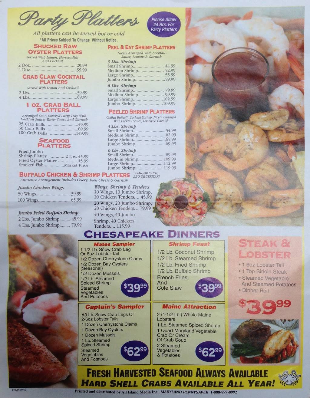 Chesapeake Seafood Inc | restaurant | 135 Mayo Rd, Edgewater, MD 21037, USA | 4109568956 OR +1 410-956-8956