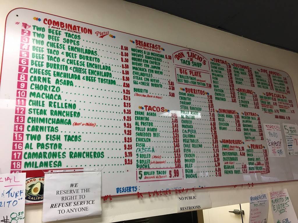 Don Lucios Taco Shop II | restaurant | 9969 Mira Mesa Blvd # 9, San Diego, CA 92131, USA | 8585494752 OR +1 858-549-4752