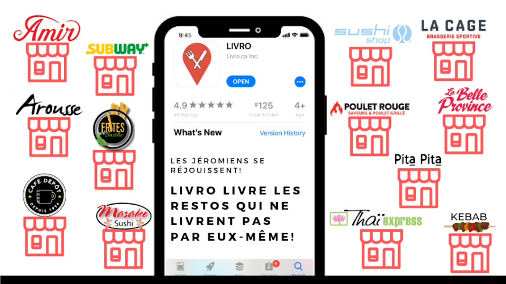 Livro.ca - Téléchargez lappli pour livraison | restaurant | 485 Boulevard des Laurentides, Saint-Jérôme, QC J7Z 4L9, Canada | 4508581310 OR +1 450-858-1310