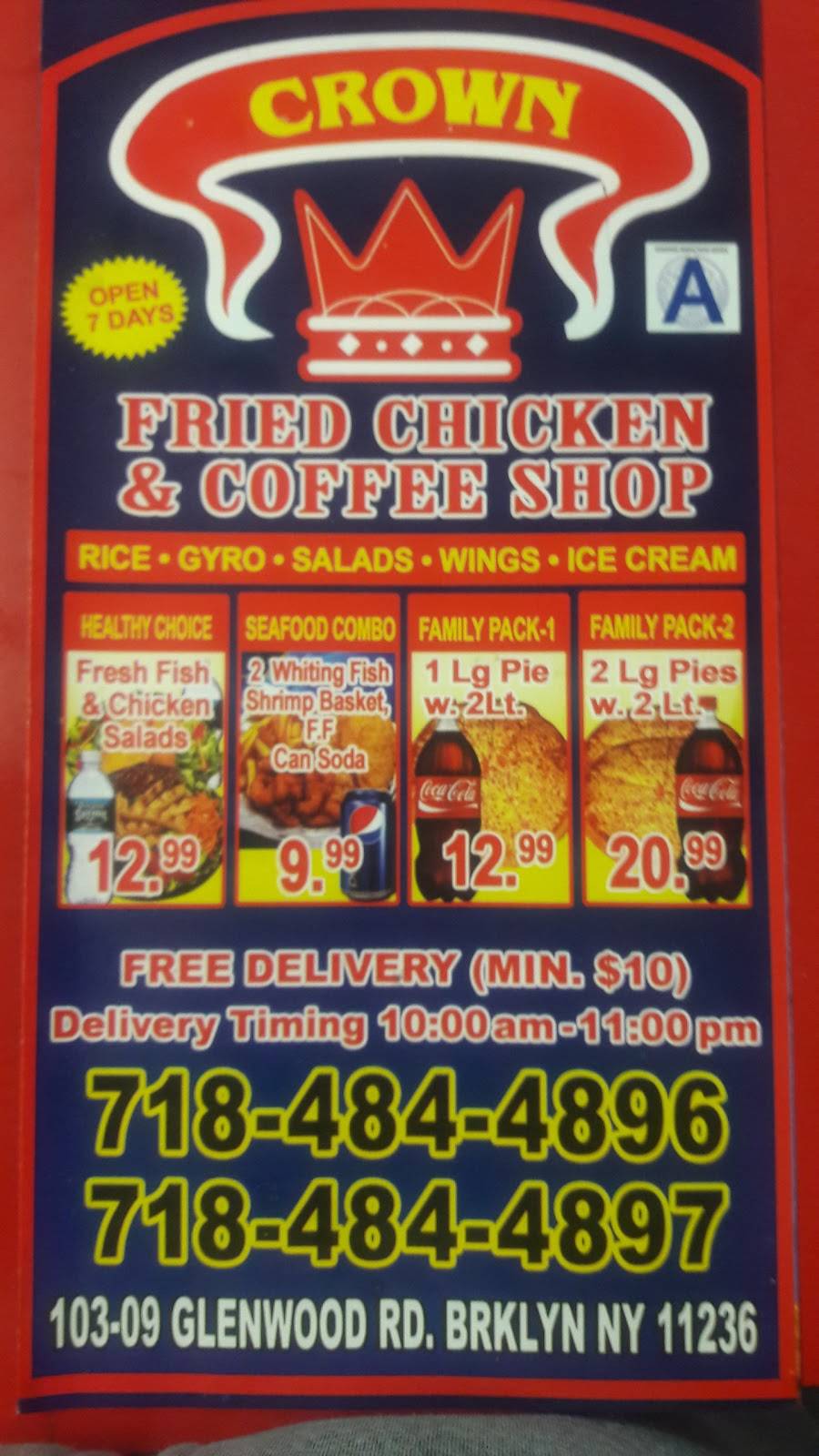 Crown Fried Chicken | restaurant | 10309 Glenwood Rd, Brooklyn, NY 11236, USA | 7184844896 OR +1 718-484-4896