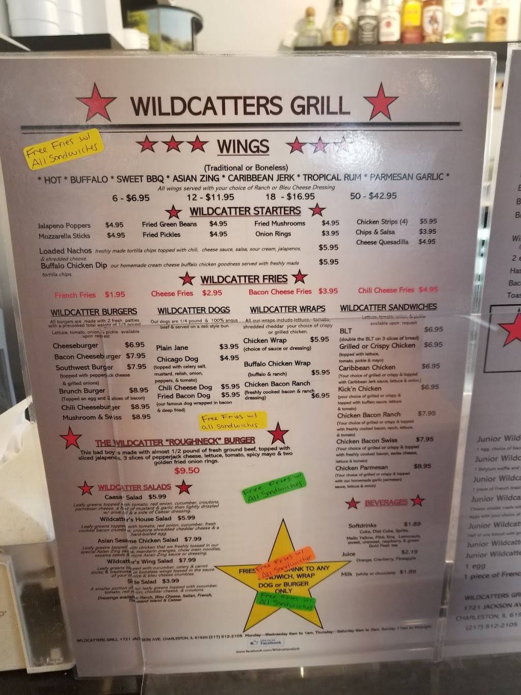 Wildcatters Grill | restaurant | 1721 Jackson Ave, Charleston, IL 61920, USA | 2175122105 OR +1 217-512-2105