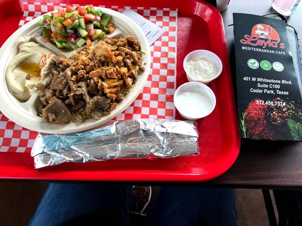 Leylas Mediterranean Cafe | restaurant | 401 W Whitestone Blvd, Cedar Park, TX 78613, USA | 5124567574 OR +1 512-456-7574