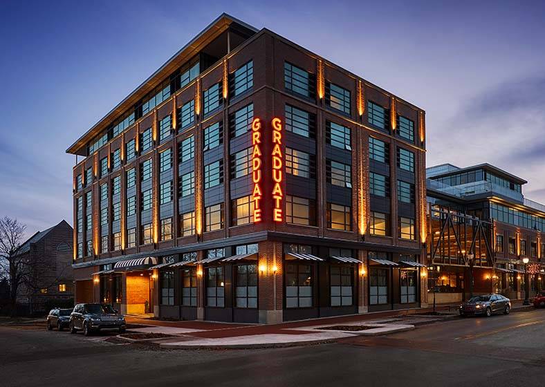 Graduate Bloomington | restaurant | 210 E Kirkwood Ave, Bloomington, IN 47408, USA | 8129940500 OR +1 812-994-0500