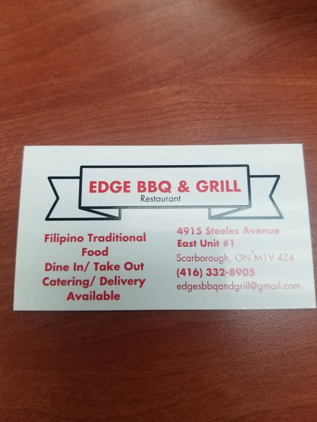 EDGE BBQ & GRILL Filipino Cuisine | restaurant | 4915 Steeles Ave E Unit 1, Scarborough, ON M1V 4Z3, Canada | 4163328905 OR +1 416-332-8905