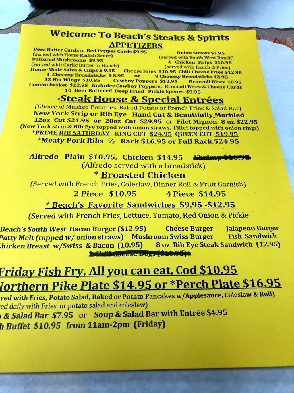 Beachs Steaks & Spiritss | restaurant | 10139 US-8, Crandon, WI 54520, USA | 7154785585 OR +1 715-478-5585
