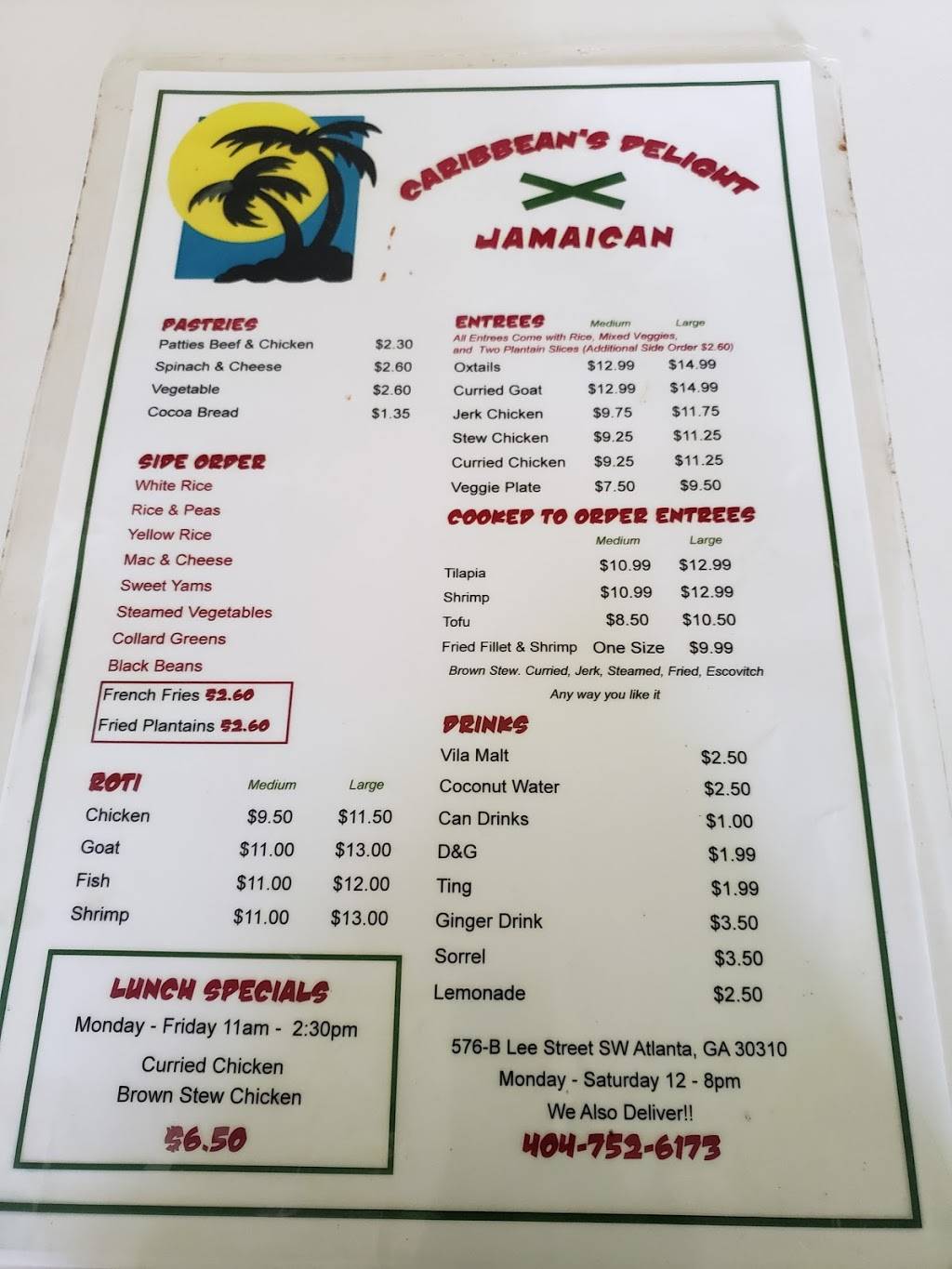 Caribbean Delight | restaurant | 576 Lee St SW #B, Atlanta, GA 30310, USA | 4047526173 OR +1 404-752-6173