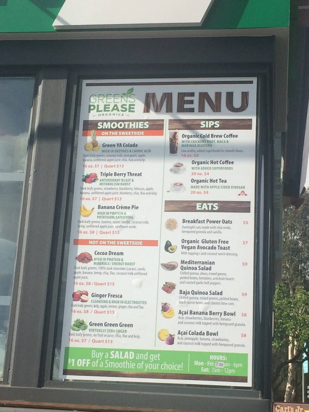 GreensPlease Express | cafe | 16691 Bernardo Center Dr, San Diego, CA 92128, USA | 8585681444 OR +1 858-568-1444