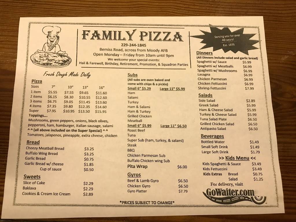 Family Pizza House | meal delivery | 5945 Bemiss Rd, Valdosta, GA 31605, USA | 2292441845 OR +1 229-244-1845