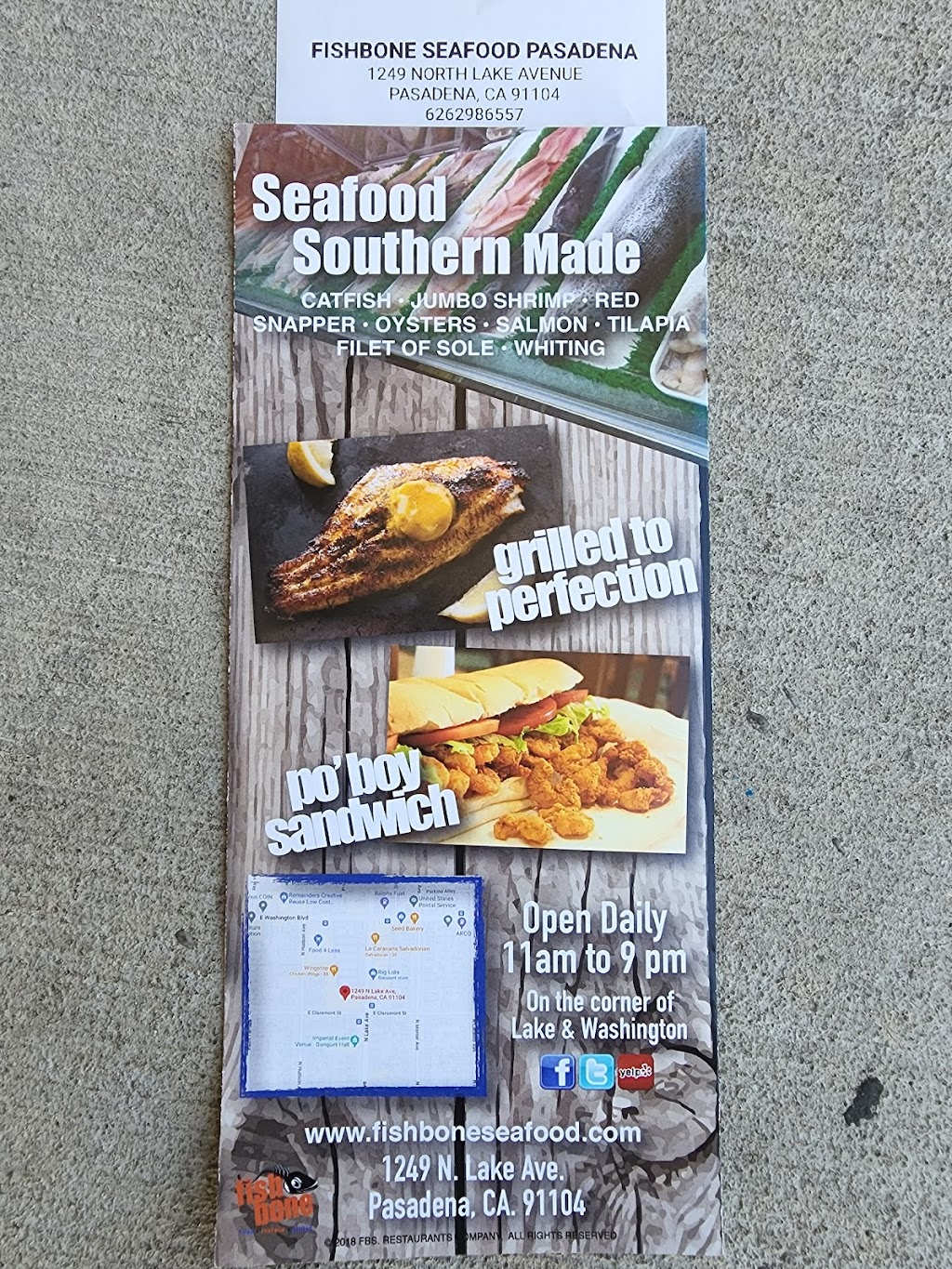 Fishbone Seafood Pasadena | restaurant | 1249 N Lake Ave, Pasadena, CA 91104, USA | 6262986557 OR +1 626-298-6557