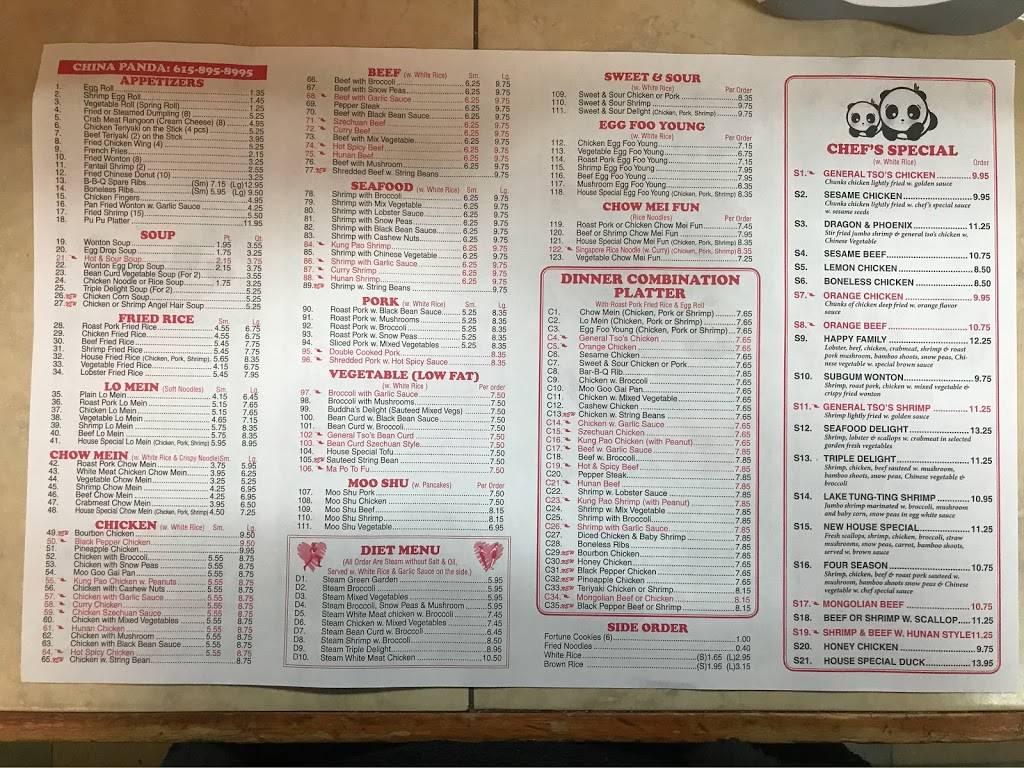 China Panda Restaurant | restaurant | 2042 Lascassas Pike, Murfreesboro, TN 37130, USA | 6158958995 OR +1 615-895-8995